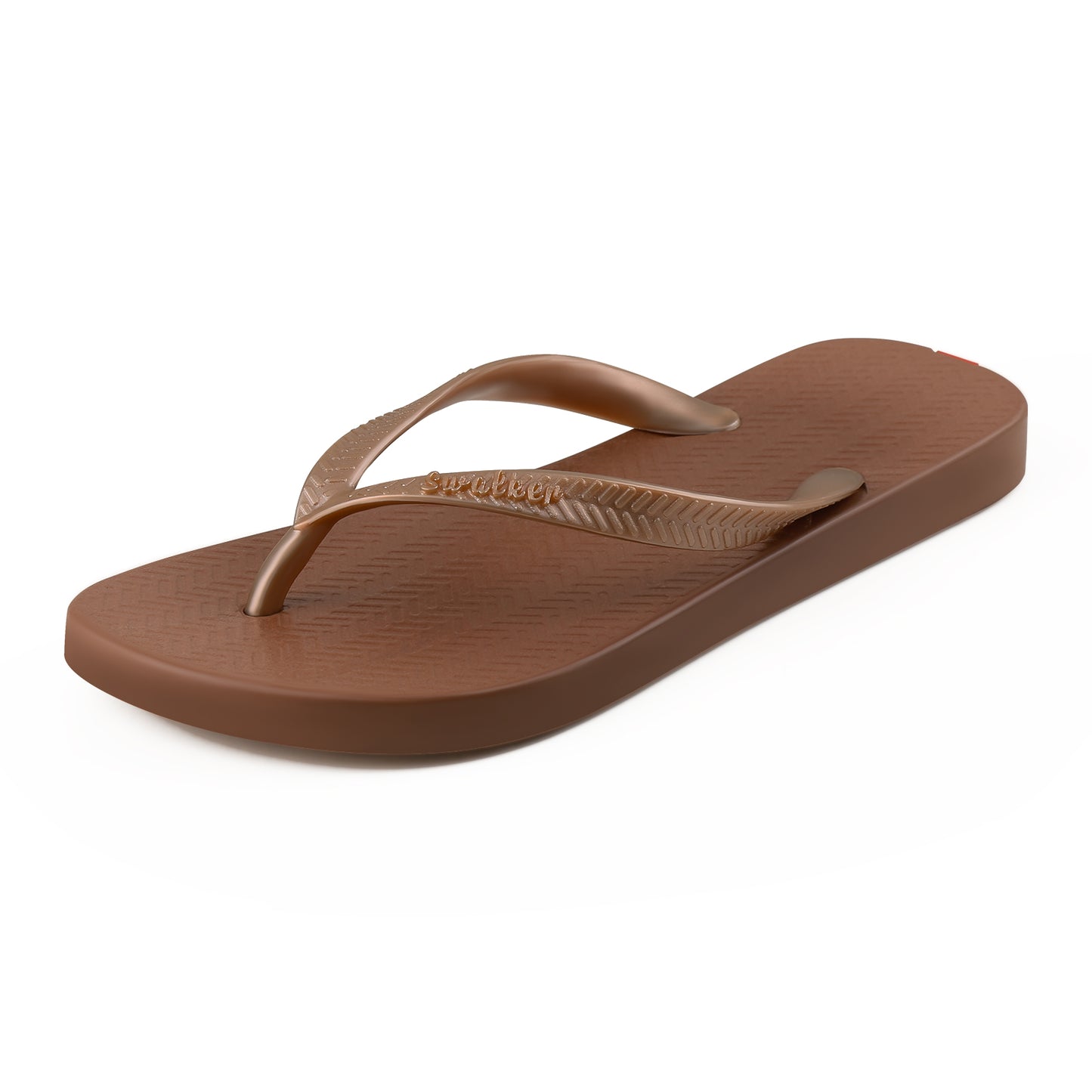 Swalker Women's Solid Color Flip Flop BROWN