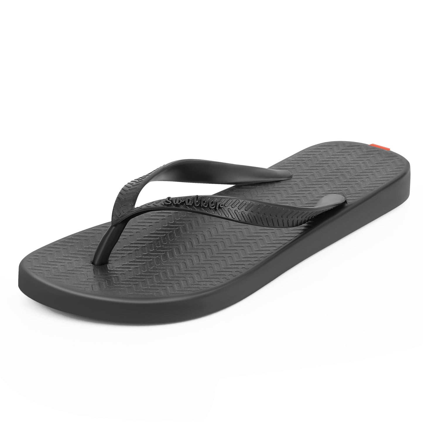 Swalker Man's Solid Color Flip Flop BLACK