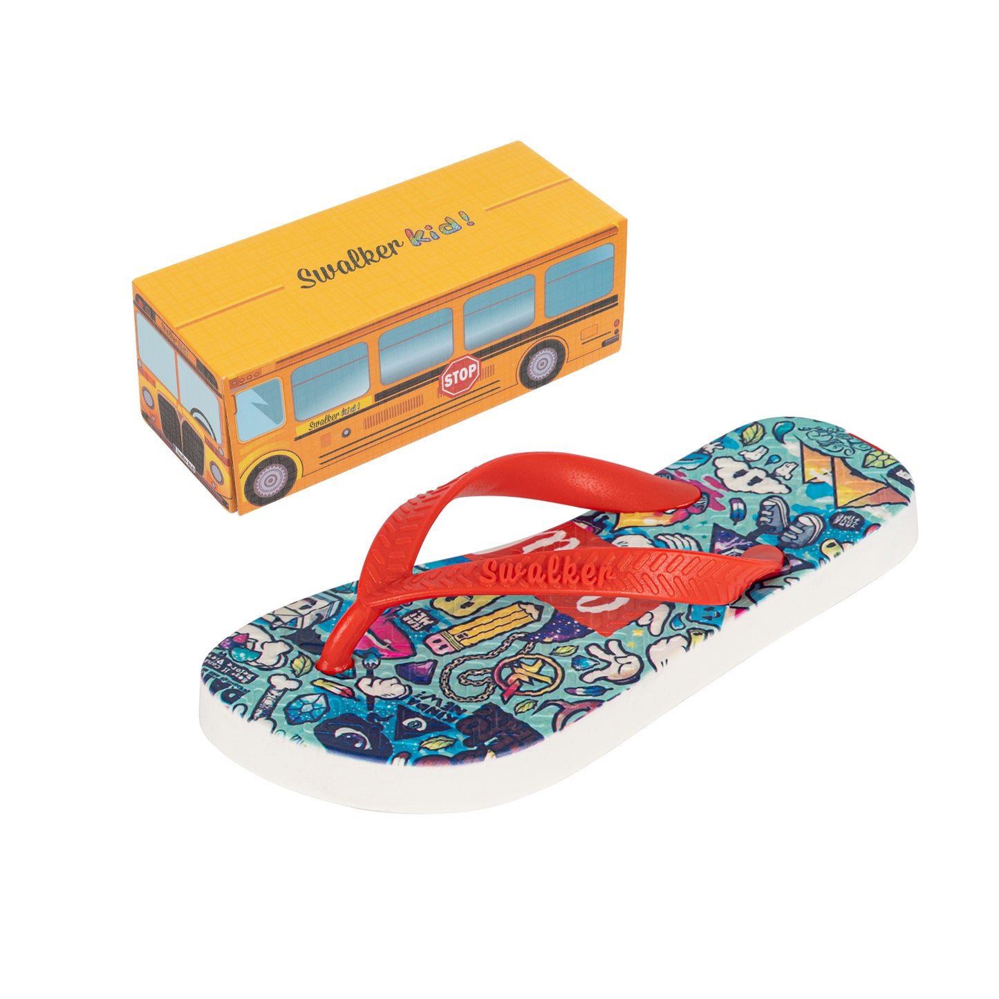 Swalker Kid's Printing Sandals Blue Graffiti