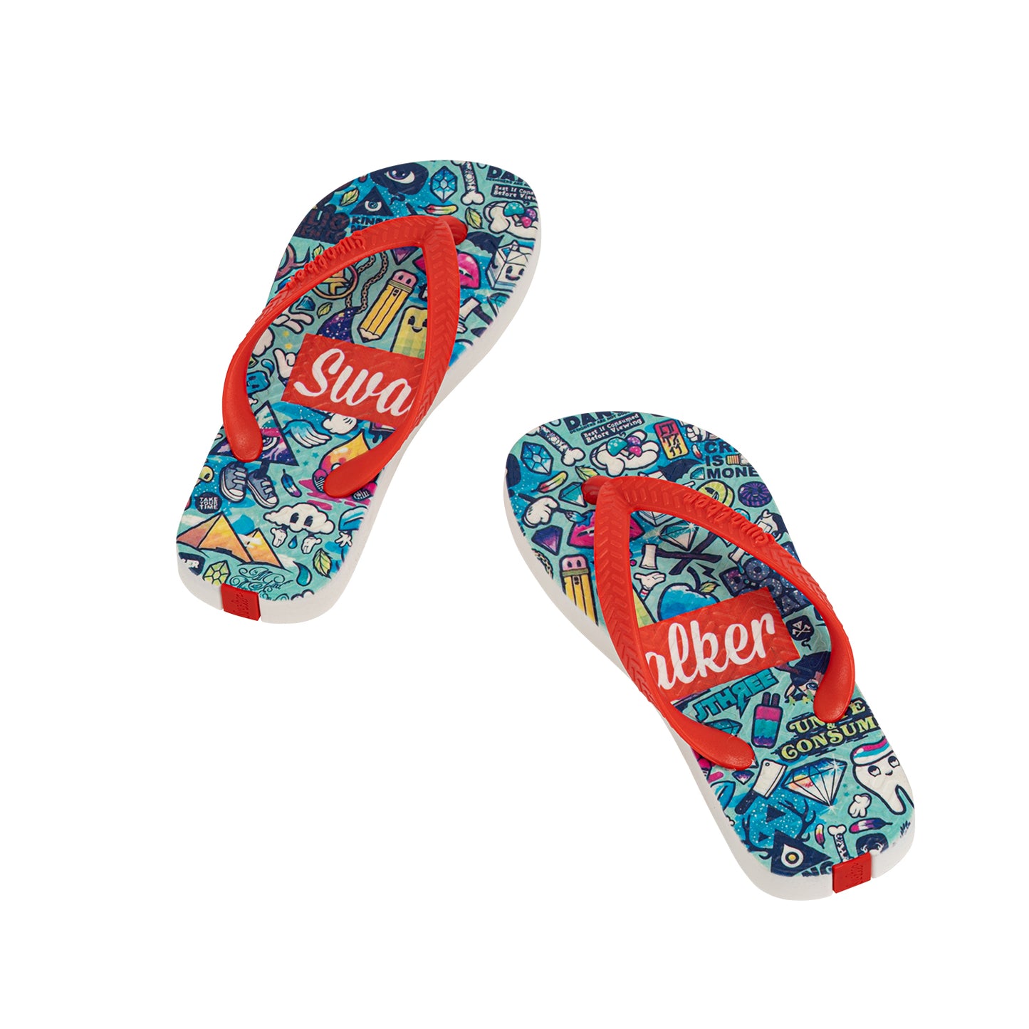 Swalker Kid's Printing Sandals Blue Graffiti