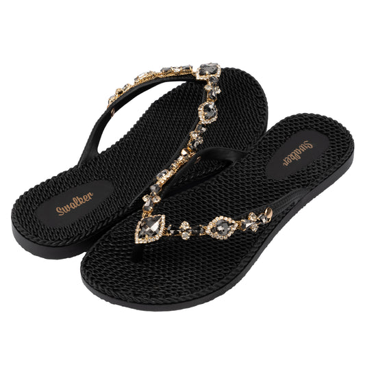 Swalker Woman's Crystal Sandal OBSIDIAN
