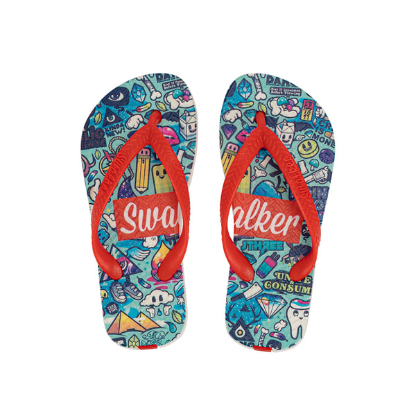 Swalker Kid's Printing Sandals Blue Graffiti